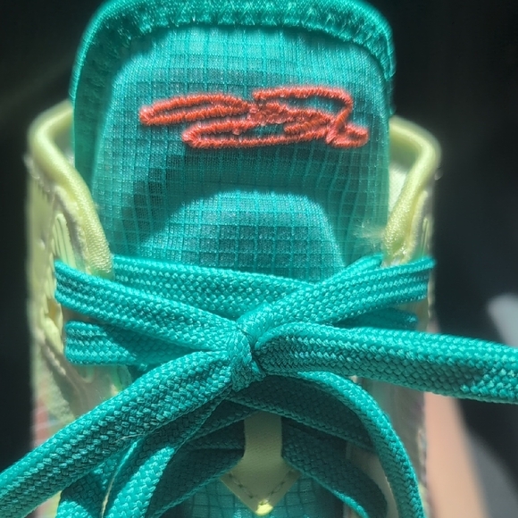 Nike LeBron Neon Yellow Basketball Sneakers with Teal and Orange Accents 7.5M/9W - Picture 2 of 12